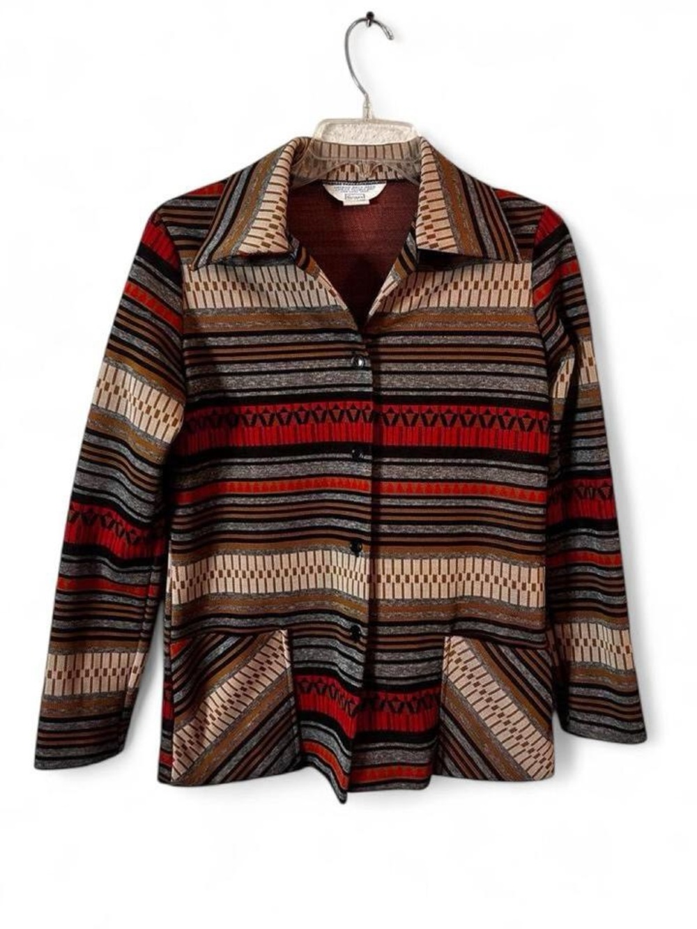 Sears Fashions 70s Aztec Geometric shirt bold vibrant earthy